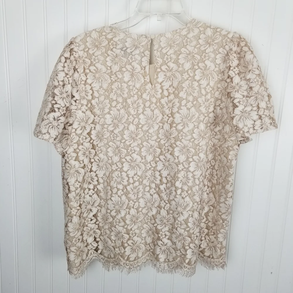 Adelyn Rae NWT Womens Lace Overlay Top Size Large Romantic Cottagecore Prairie - Picture 6 of 10